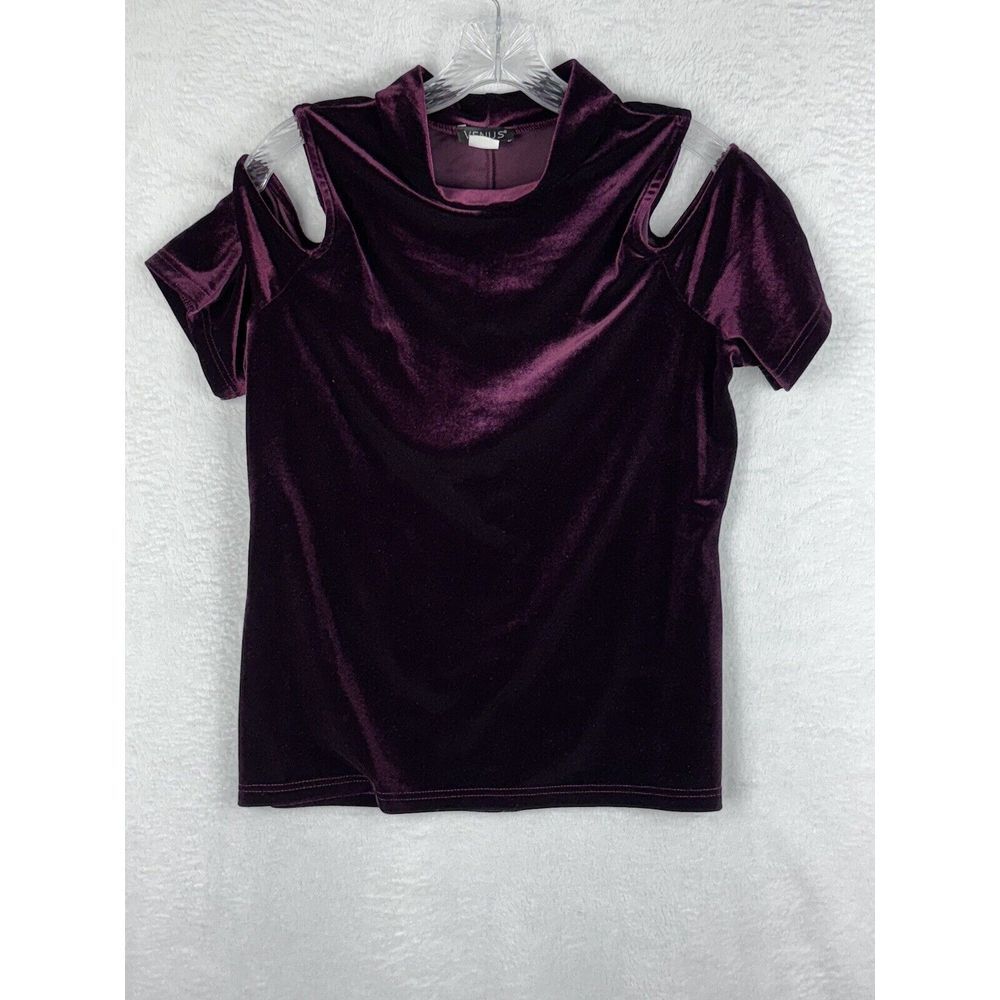 Venus Women's Purple Velvet Open Sleeve Blouse Size Large
